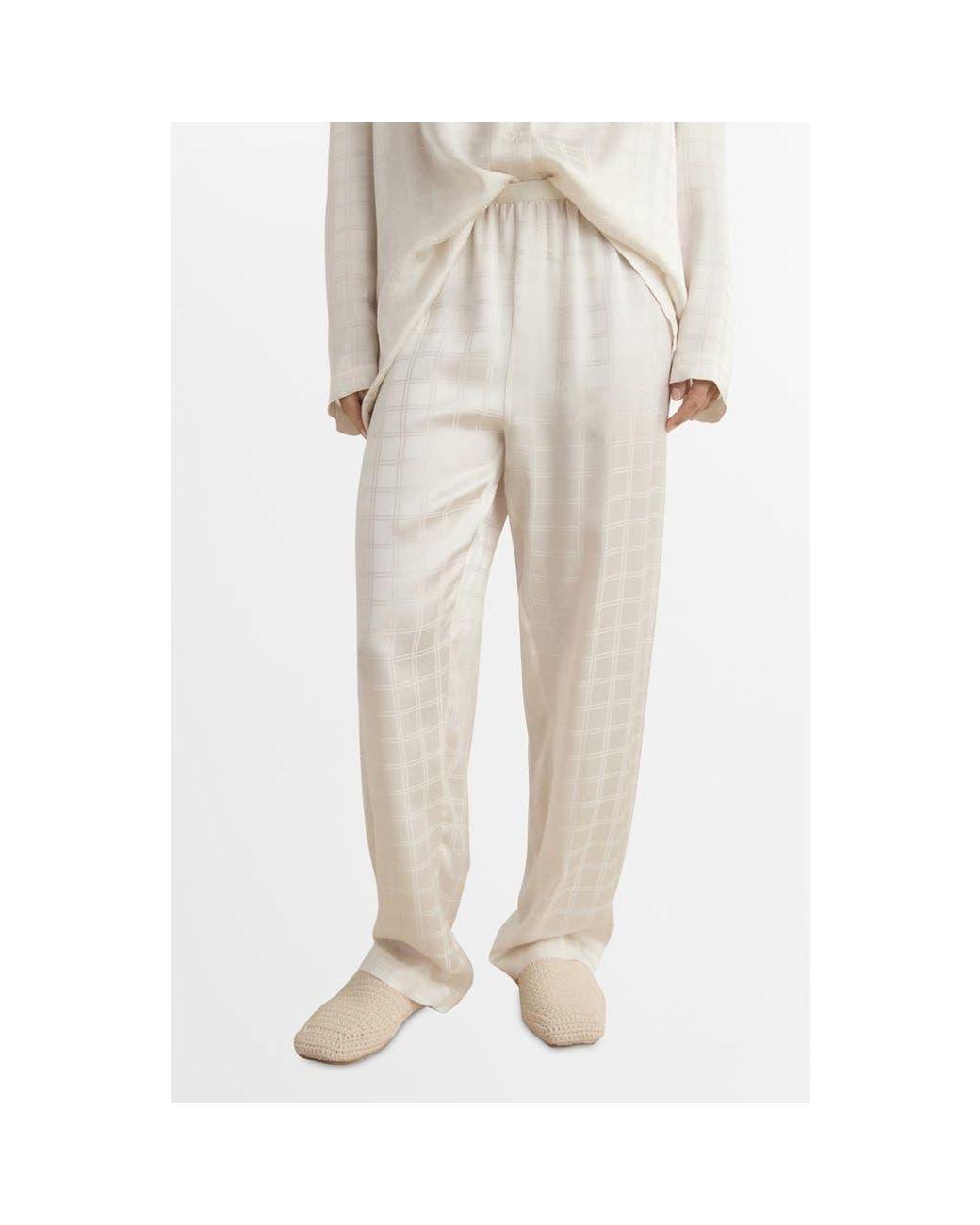 Mango Natural Check Pajama Pants