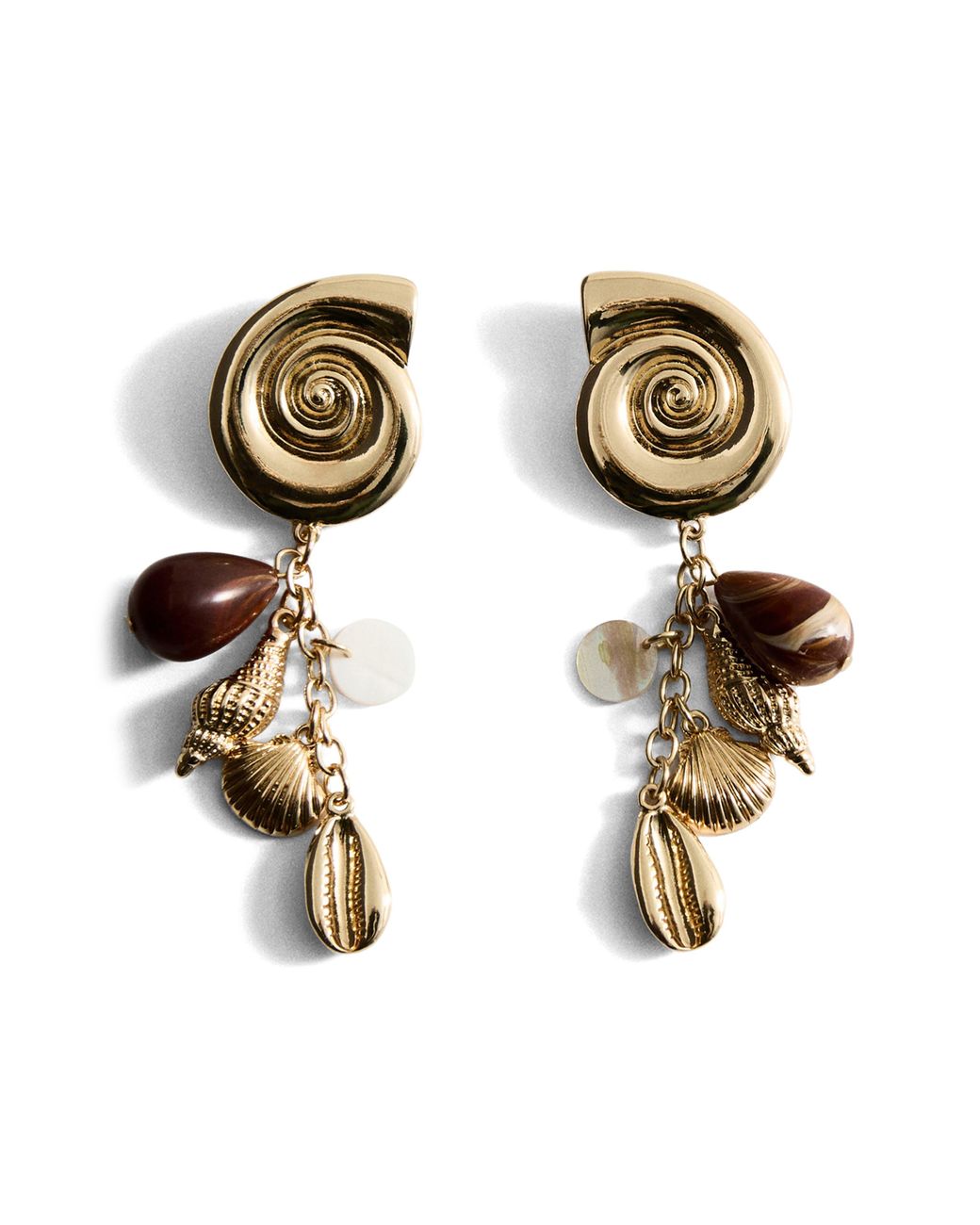Mango Metallic Shell Pendant Drop Earrings