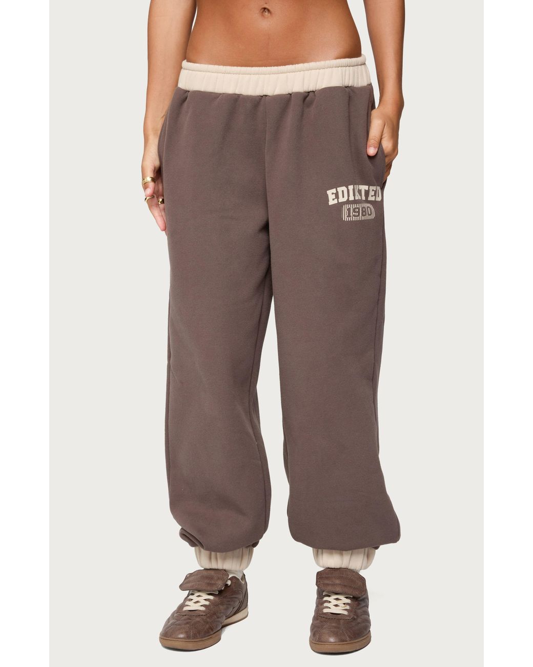 Edikted Brown 1980 Logo Sweatpants