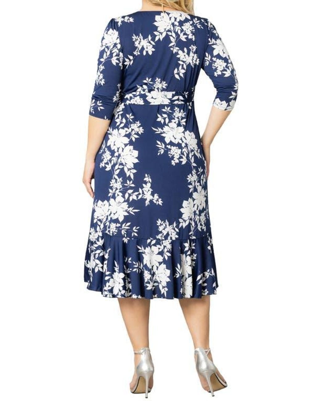 Kiyonna Blue Flirty Flounce Wrap Dress