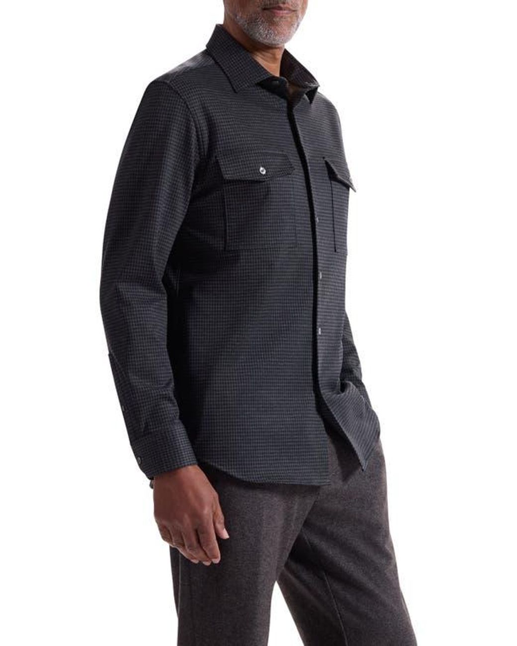 Bugatchi Black Knit Button-Up Shirt for men