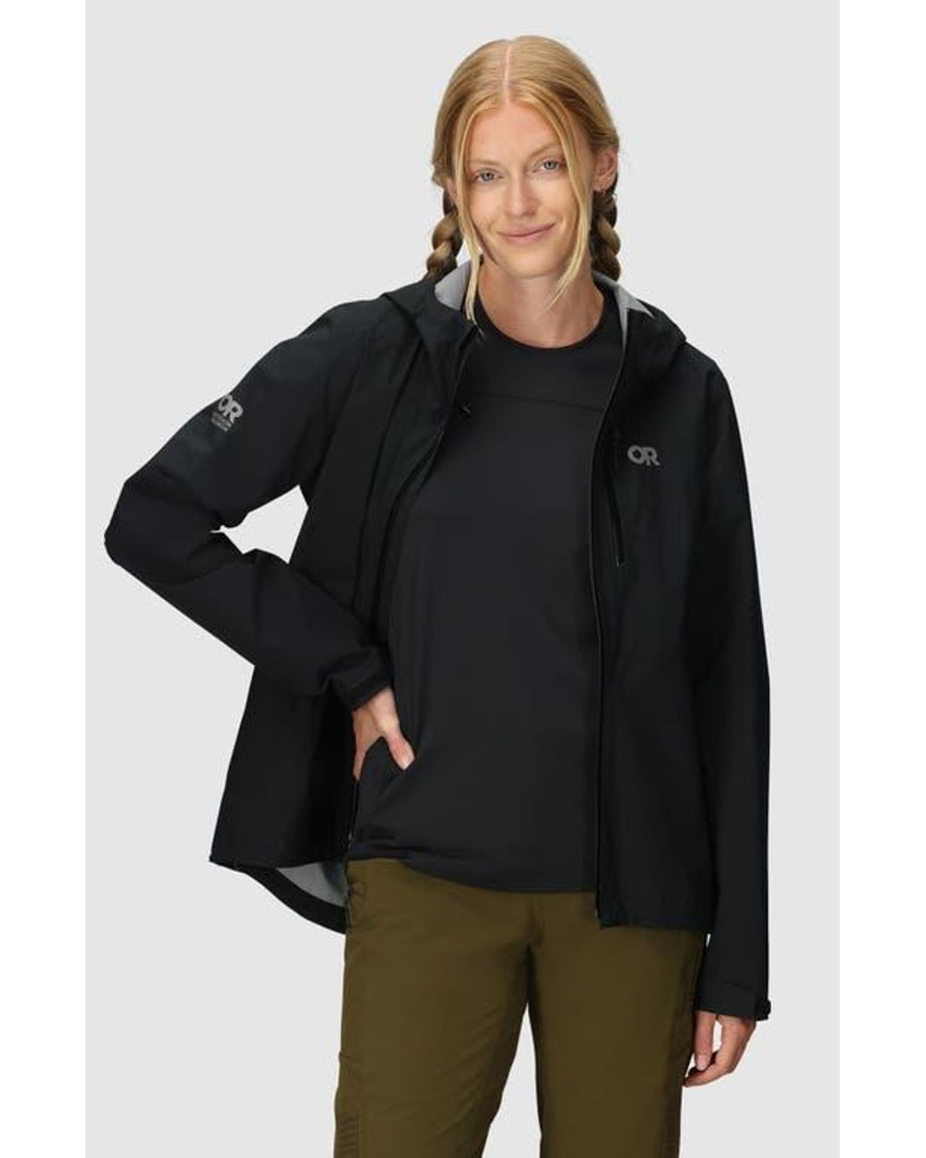 Outdoor Research Black Freewheel Stretch Rain Jacket