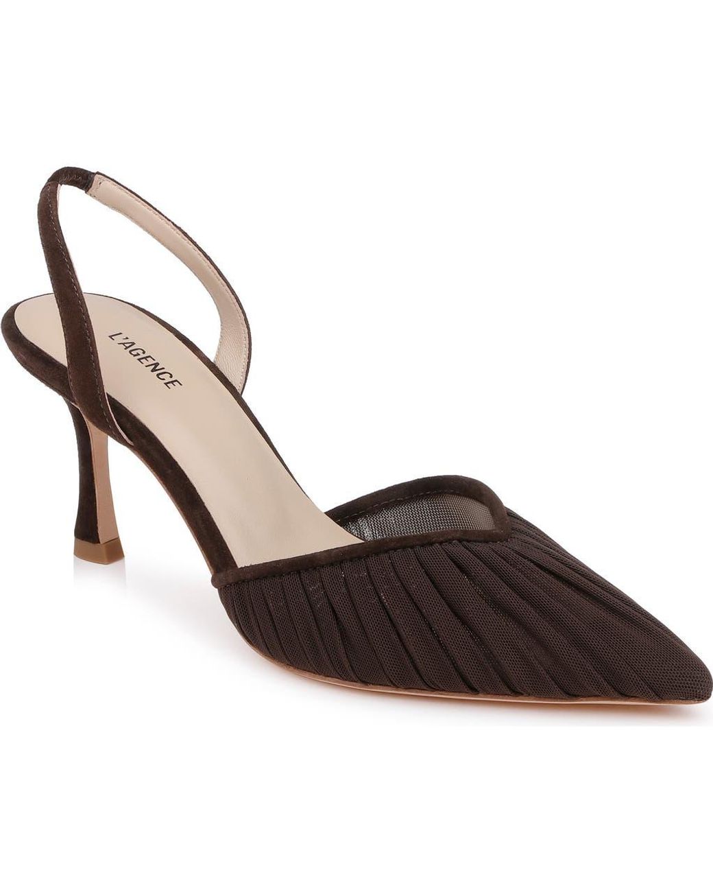 L'Agence Brown Bowery Pointed Toe Slingback Pump