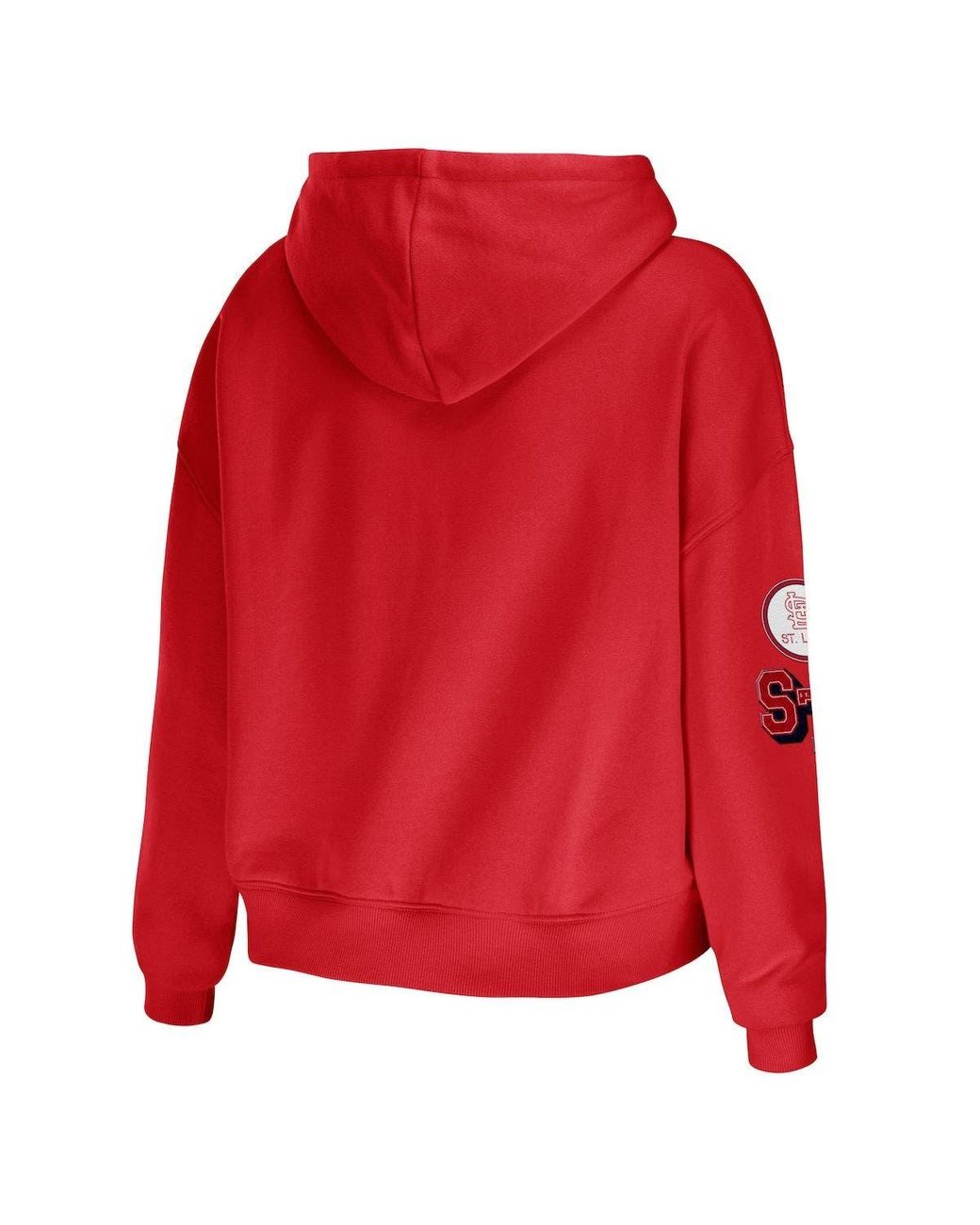 Women's Wear by Erin Andrews Red St. Louis Cardinals Modest Patches Cropped Pullover Hoodie