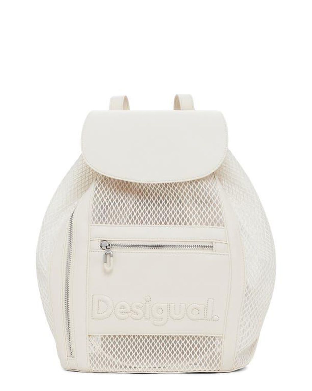 Desigual White Medium Fishnet Mesh Backpack