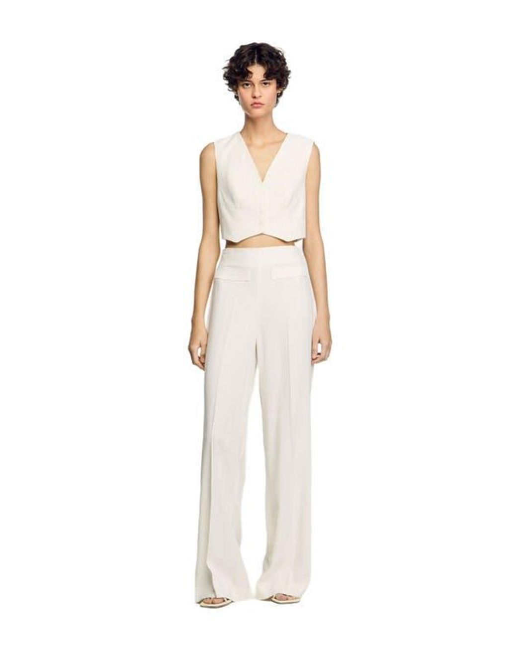 Sandro White Sequin Cropped Jacket