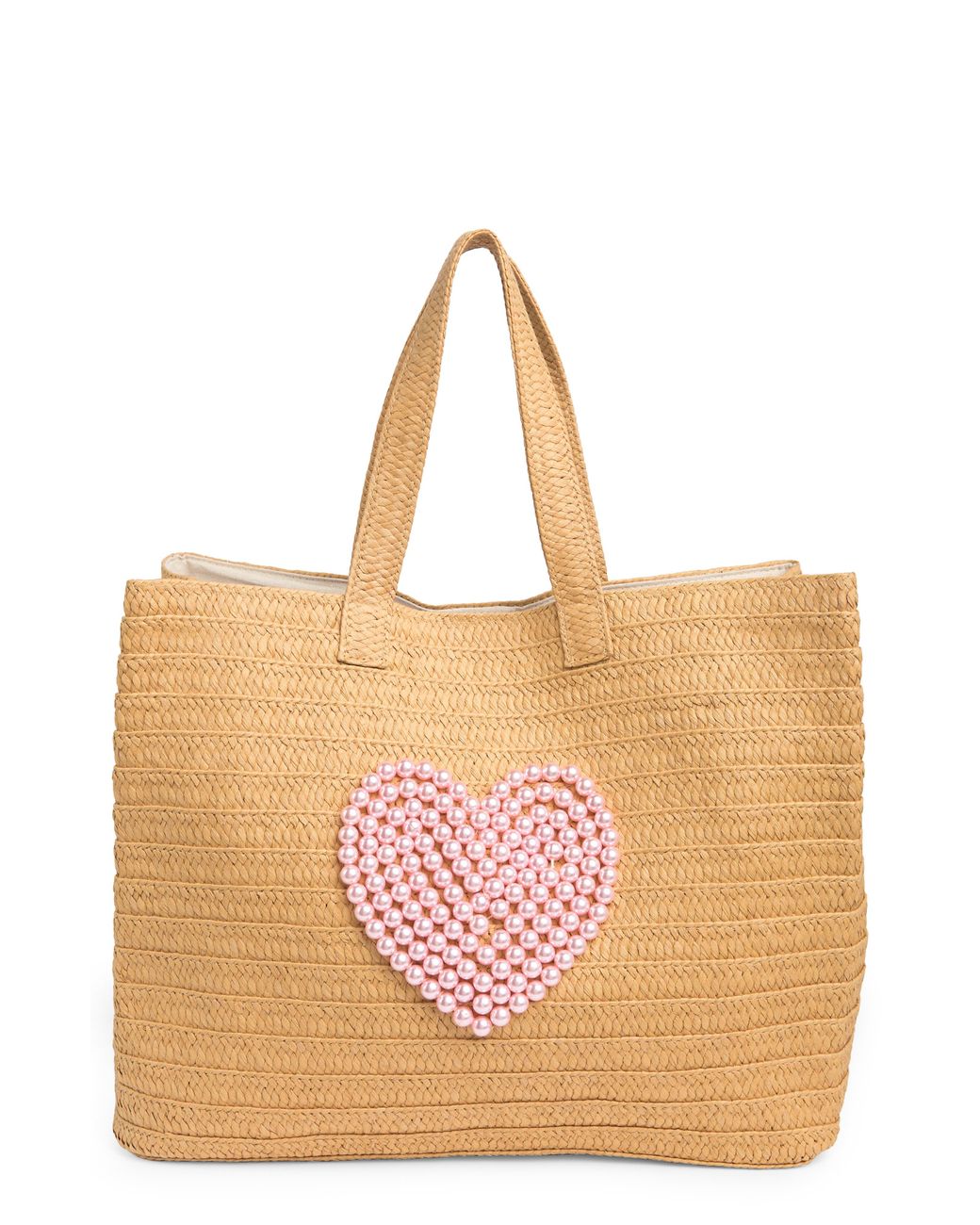BTB Los Angeles Love Woven Straw Tote in Pink Lyst