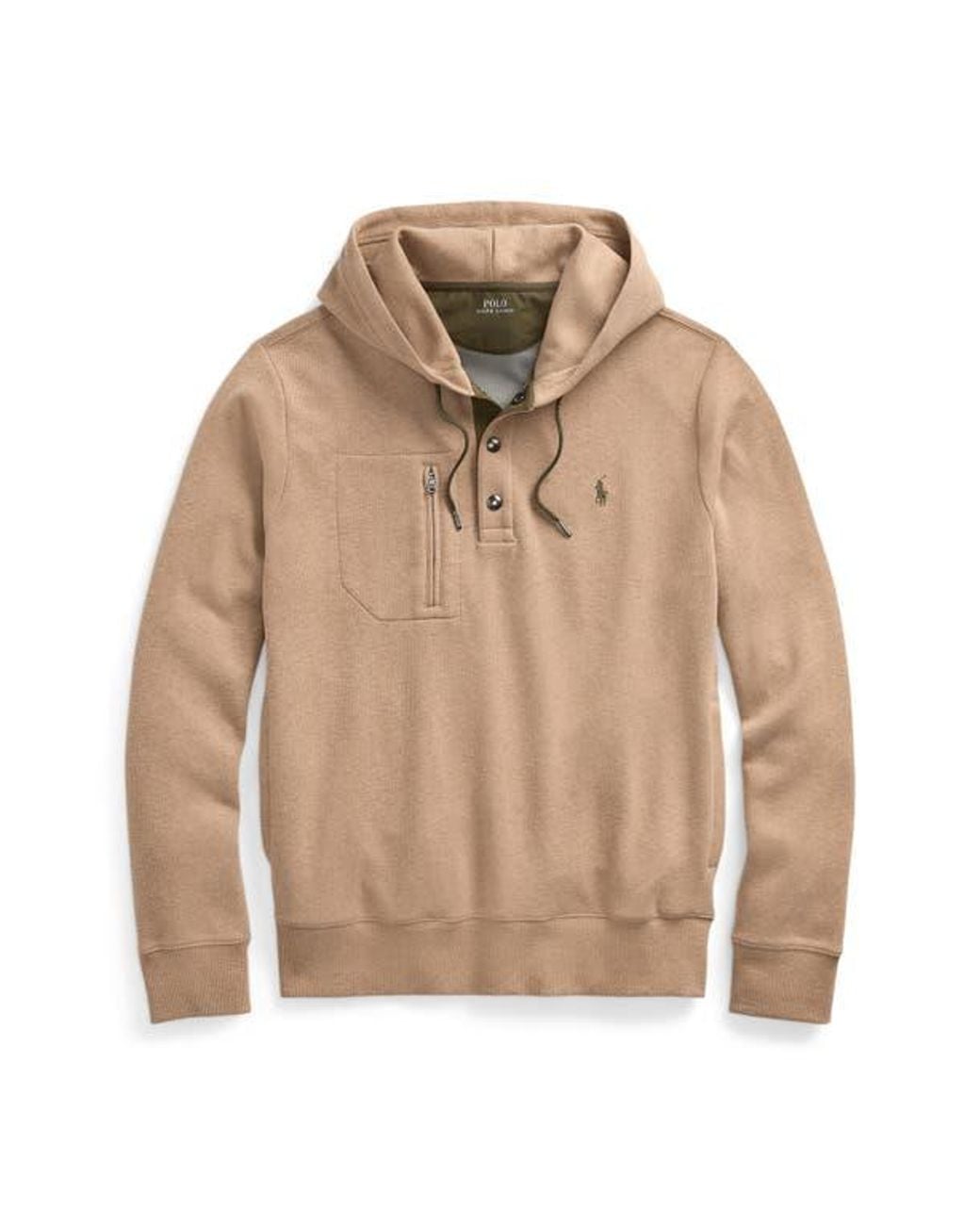 トップス 90s Ralph Lauren Henley Hoodie Jersey Polo Ralph Lauren Men's Grey Heather Big Pony Mesh Henley Hoodie