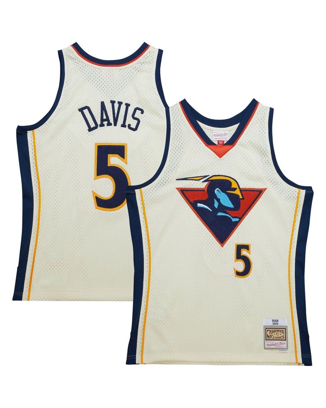 Men's Mitchell & Ness Baron Davis Navy Golden State Warriors Hardwood Classics Swingman Jersey