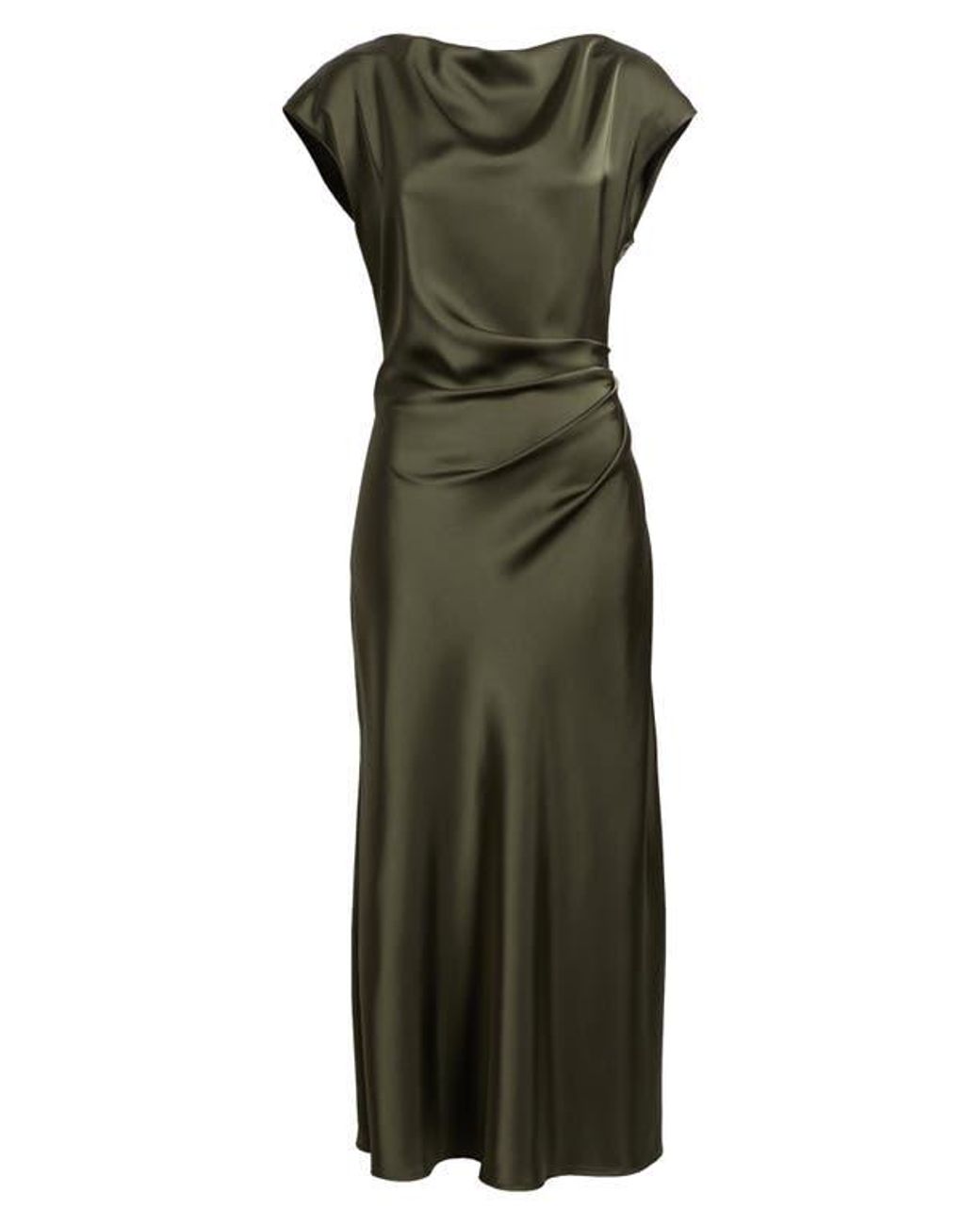 Sam Edelman Gathered Satin Dress in Green | Lyst Sam Edelman Gathered Satin Dress in Green | Lyst