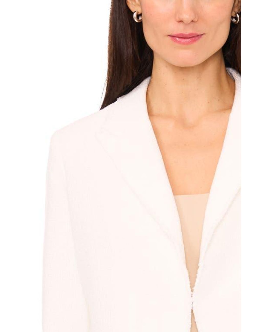 Halogen® White Raw Hem Crop Blazer