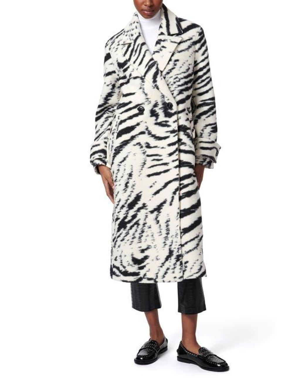 Bernardo Bengal Tiger Stripe Double Breasted Coat in White Lyst