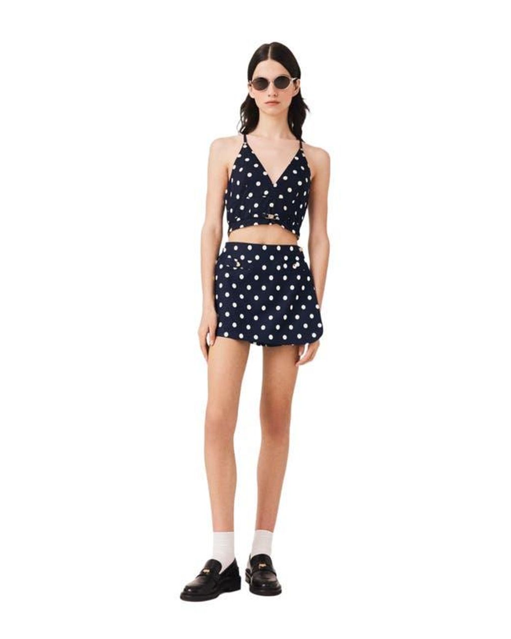 Maje Blue Linen Blend Skort