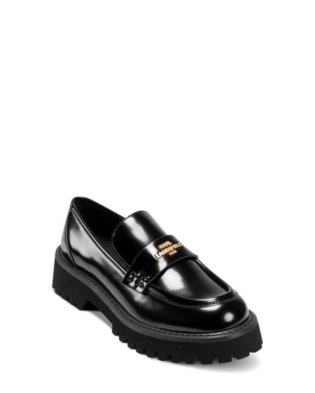 KARL LAGERFELD Gwen Logo Faux Leather Loafer in Black | Lyst