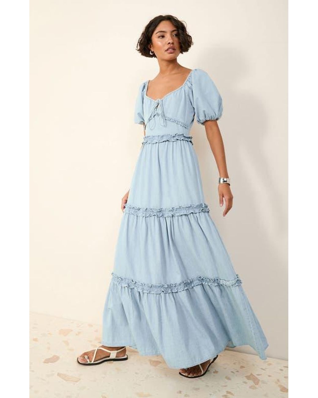 chinese dress ladies RENT Friends Like These Foil Glitter Cold Shoulder Maxi Dress (RRP £68)