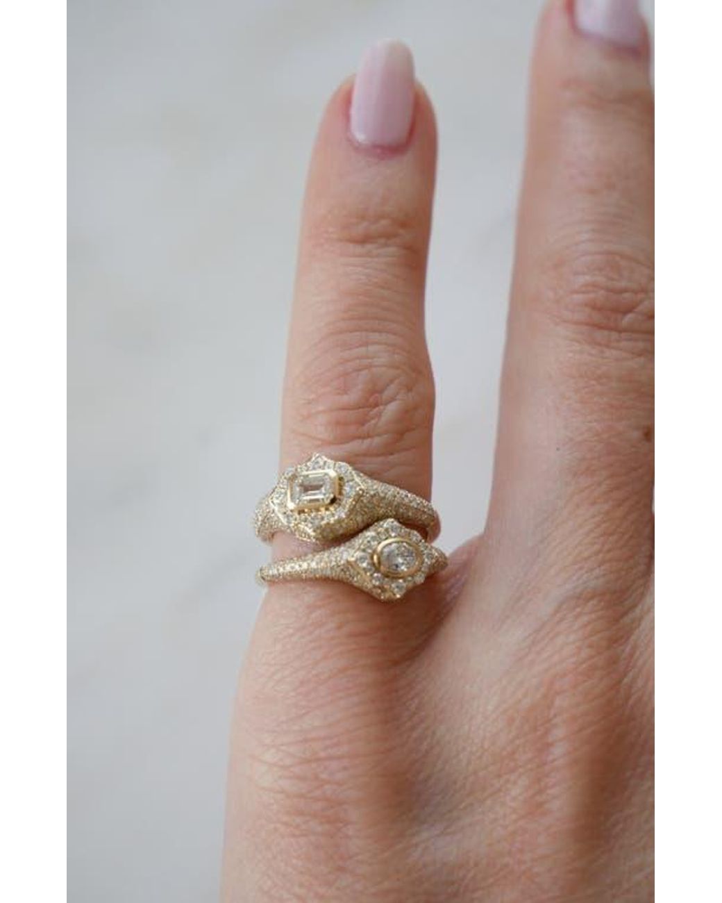 EF Collection Daphne Emerald Cut Pavé Diamond Ring in Metallic | Lyst