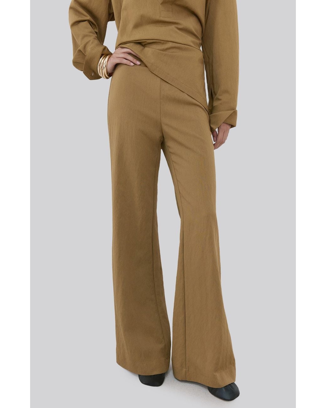 Mango Natural Flat Front Straight Leg Pants
