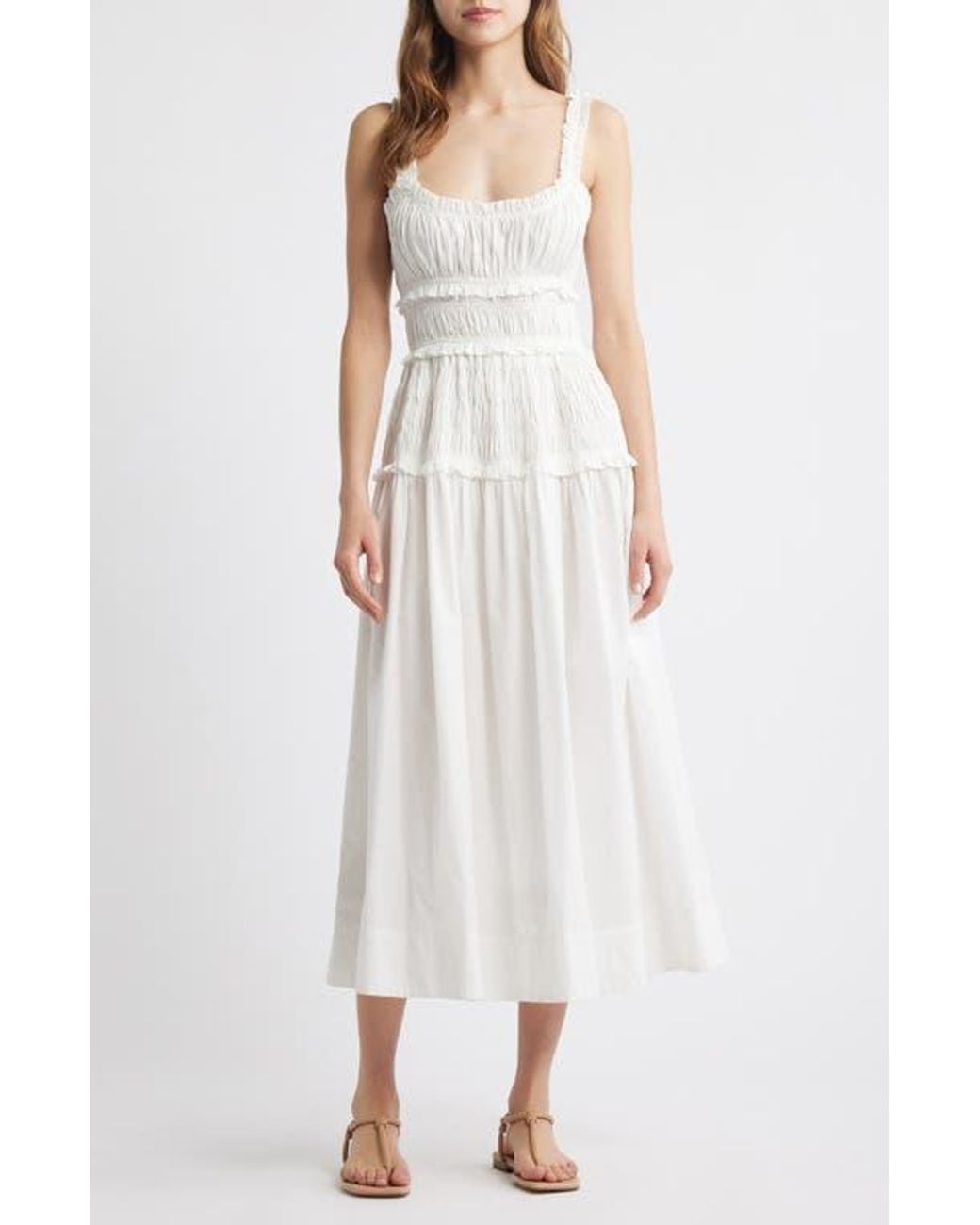 den marianne shirred organic cotton-poplin midi dress Marianne Dress - Black