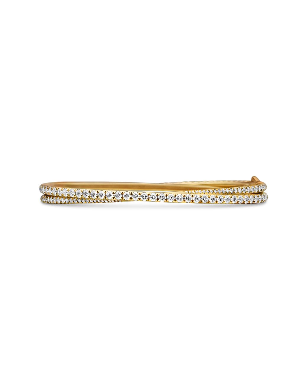 David Yurman White Pavé Crossover Two Row Bracelet