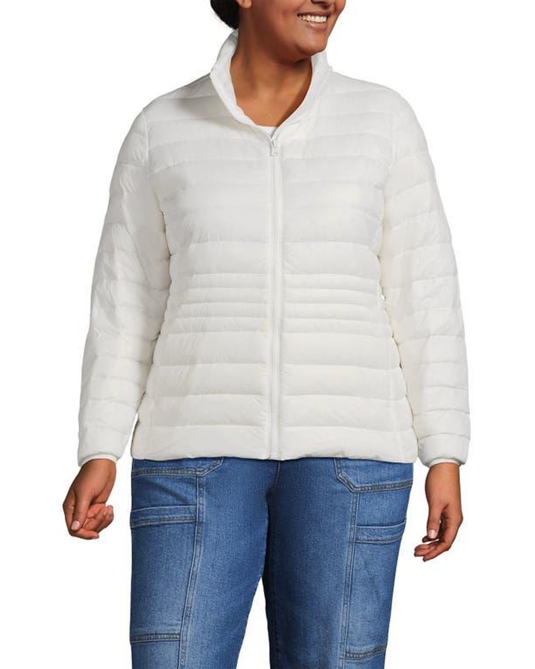 Lands' End White Wanderweight Ultralight Packable Down Jacket