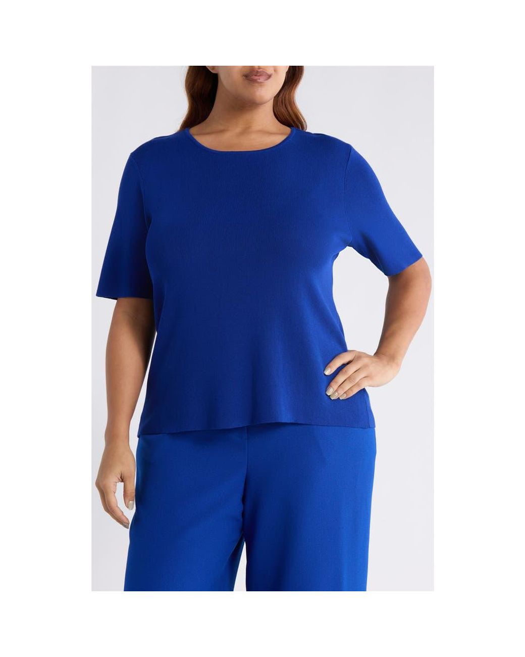 Tahari Blue Tunic Sweater