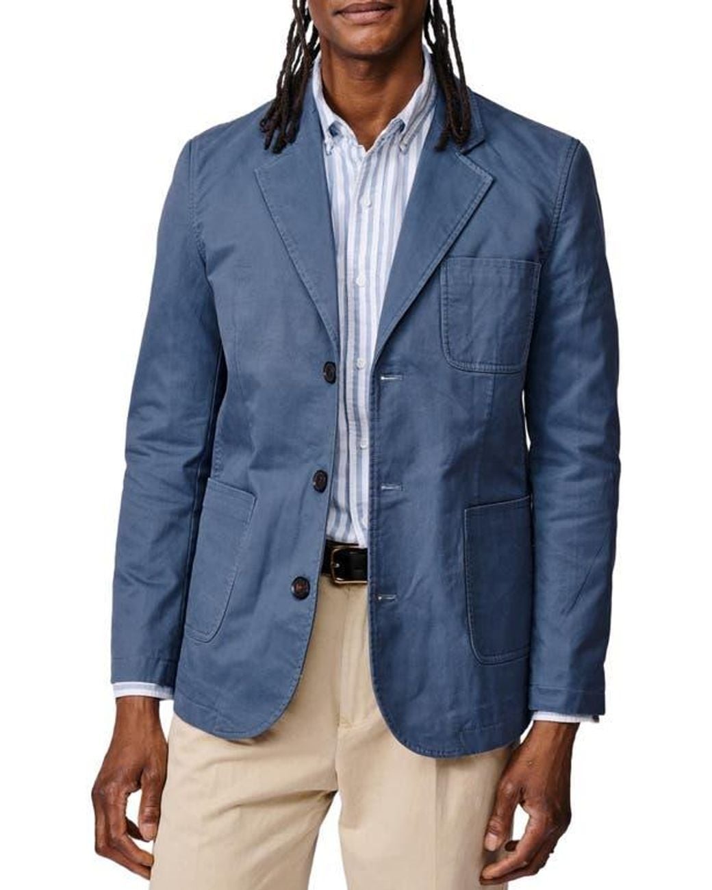 aubi Blue Mareham Patch Pocket Blazer for men