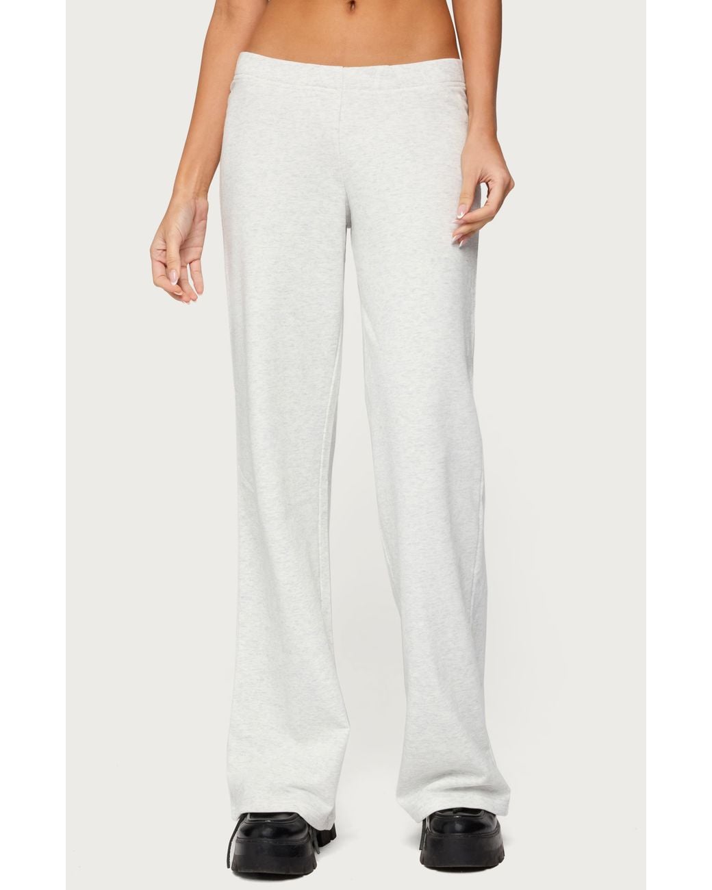 Edikted White Briela Studded Star Patch Sweatpants