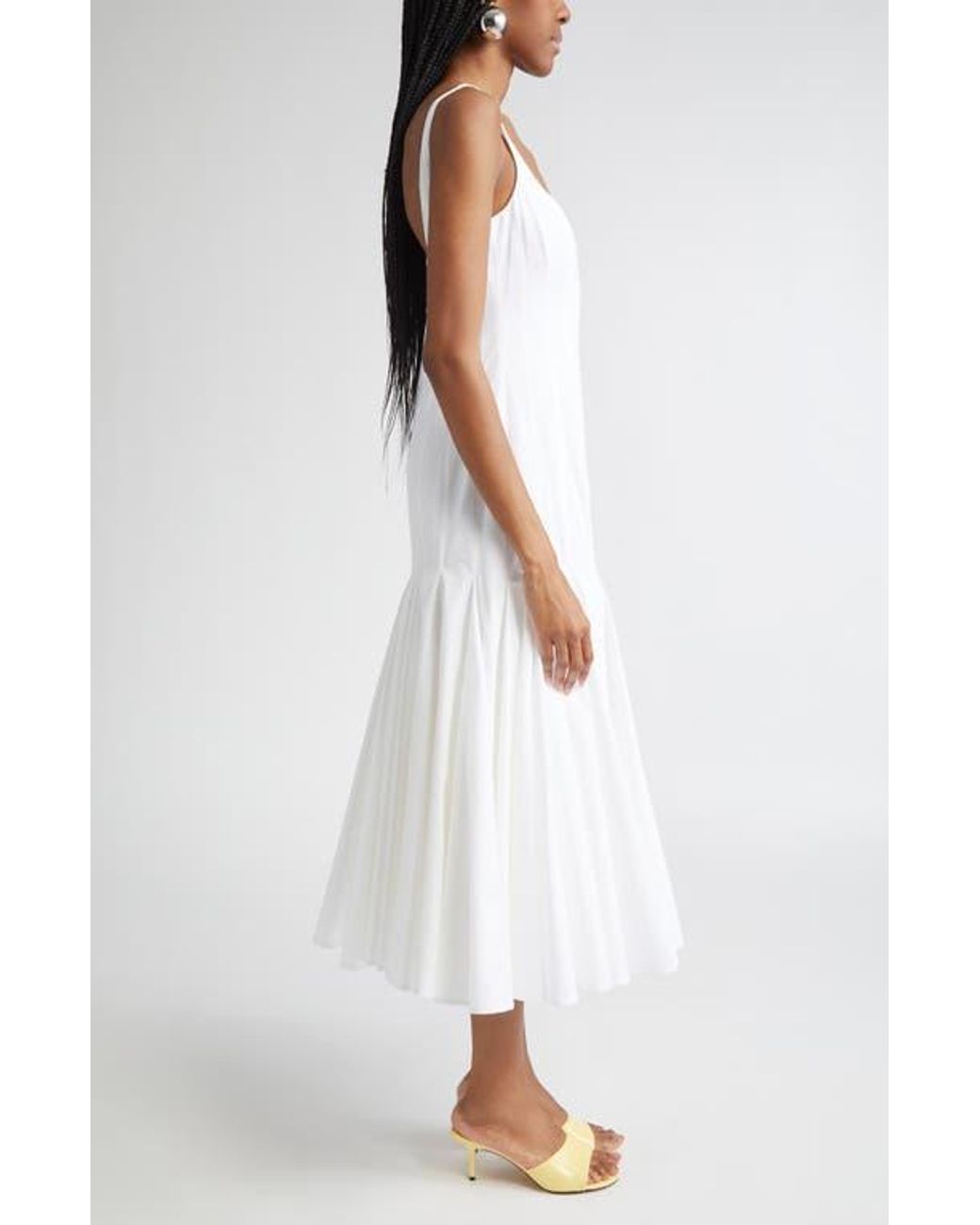 Jacquemus La Robe Agave Drop Waist Cotton Poplin Midi Dress