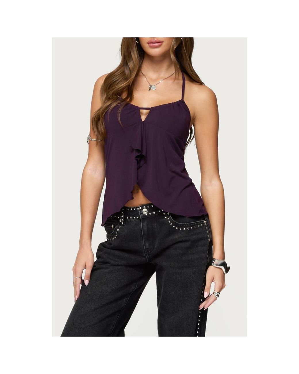 Edikted Blue Lorenna Split Front Halter Top