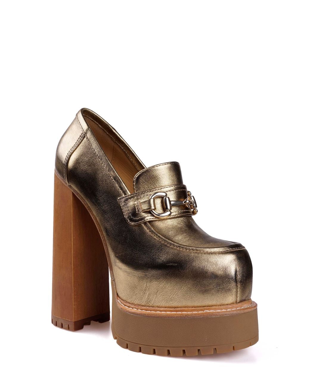 Zigi Brown Thai Platform Bit Loafer Pump