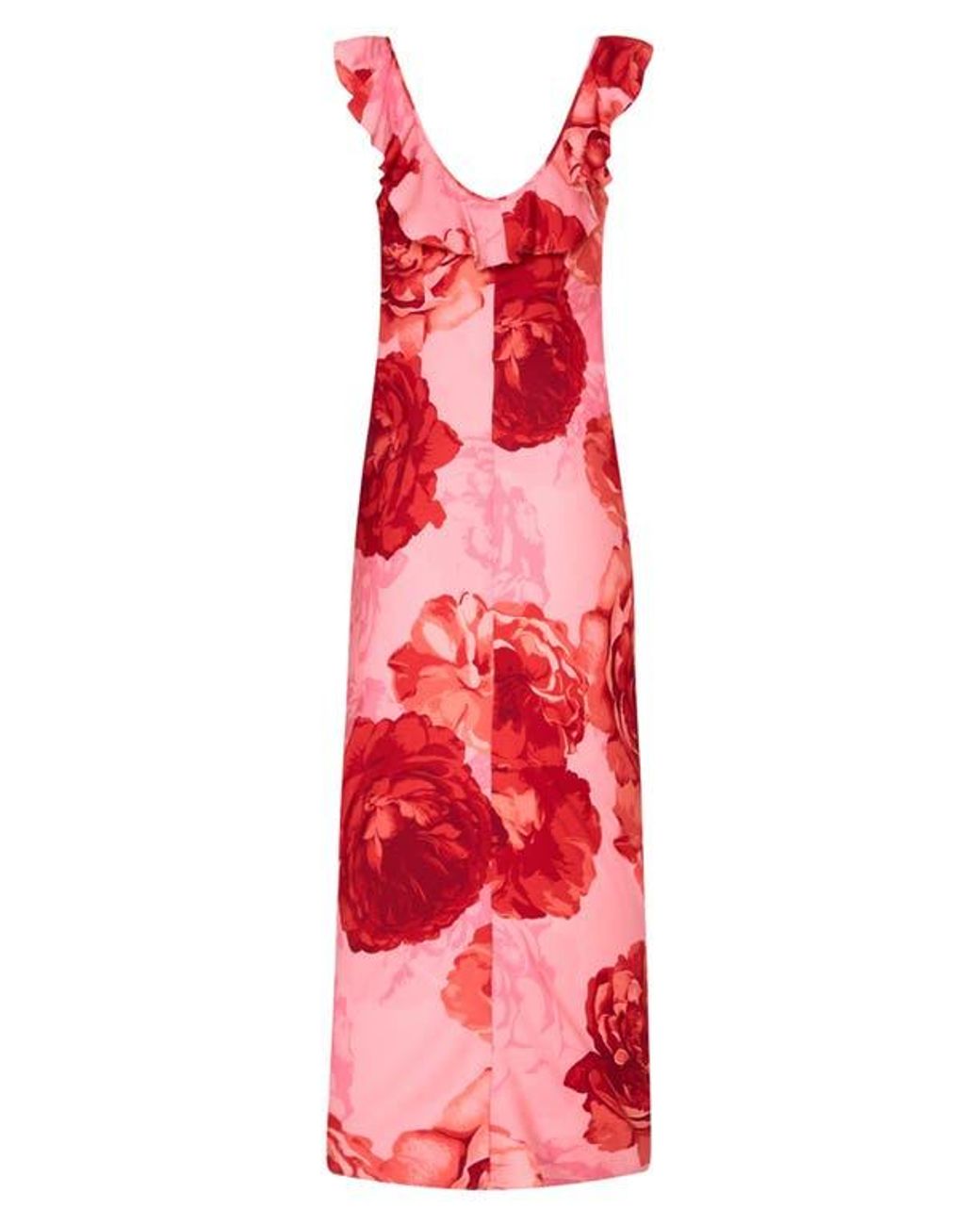 Milly Ruffle MILLY Scarlett Print Ruffle Maxi Dress in Red | Lyst