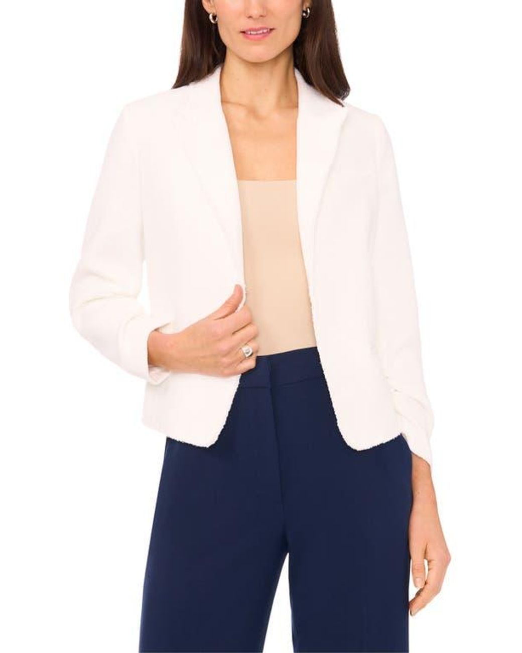 Halogen® White Raw Hem Crop Blazer