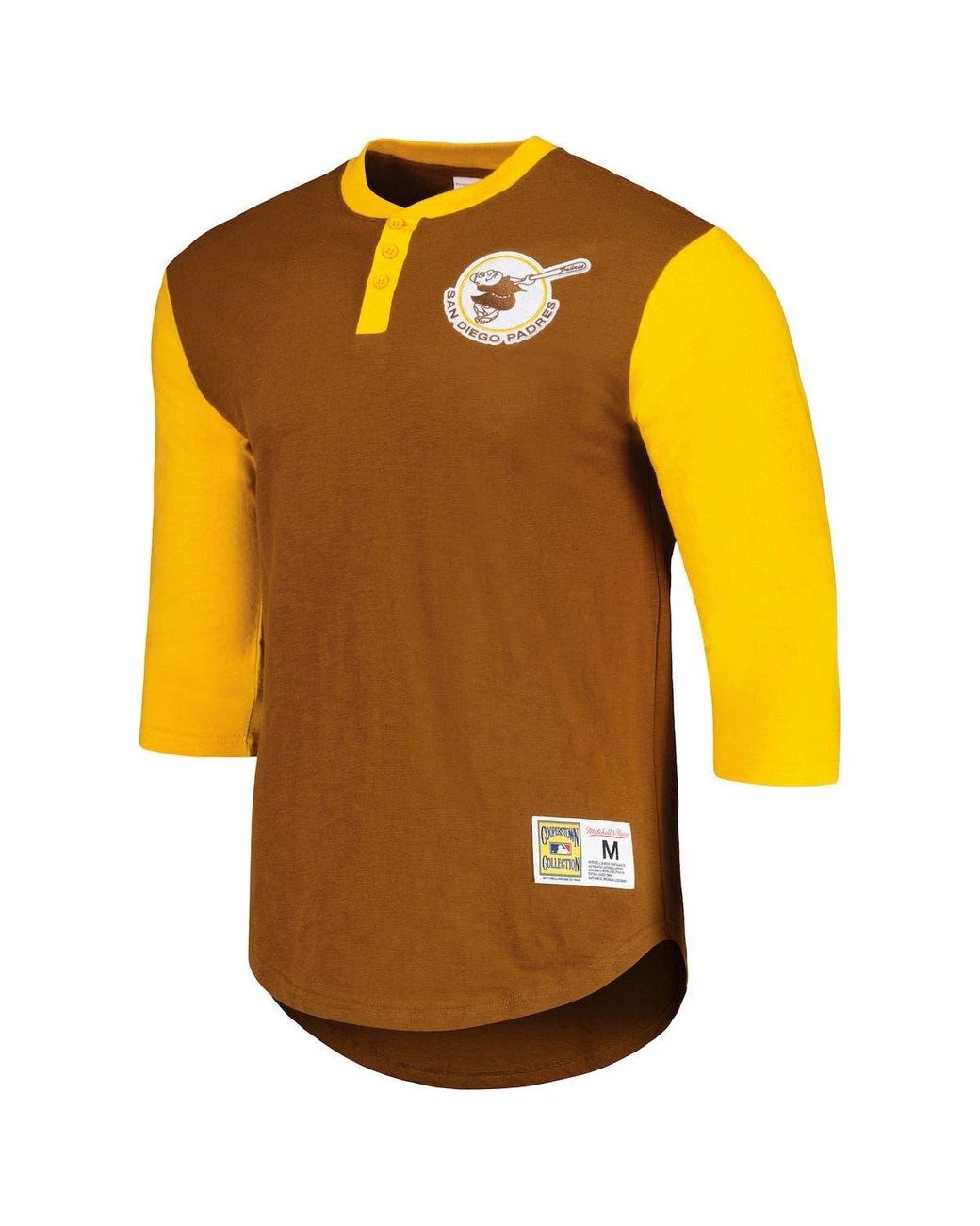 Mitchell & Ness San Diego Padres Legendary Slub Henley Brown Yellow