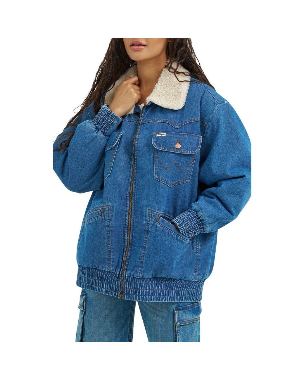 Wrangler Blue Oversize Denim Bomber Jacket