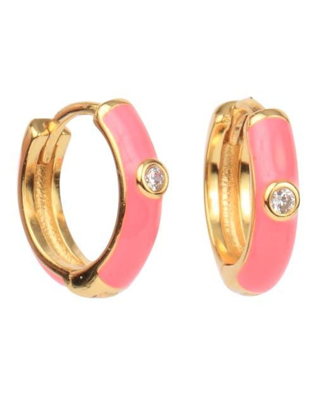 Color Shout Pink Enamel Huggie Hoops