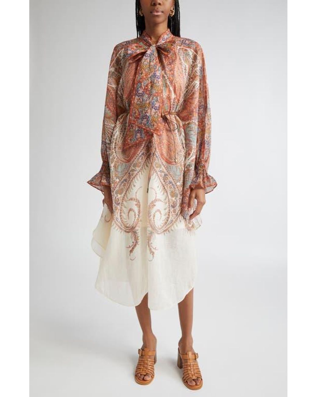 【Zimmermann】RHIANNON TIE NECK MIDI DRESS タイネック ミディ Zimmermann Rhiannon Tie Neck Midi Dress | Shopbop