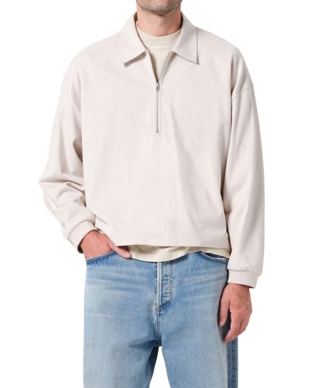Agolde Gray Darius Half Zip Polo for men
