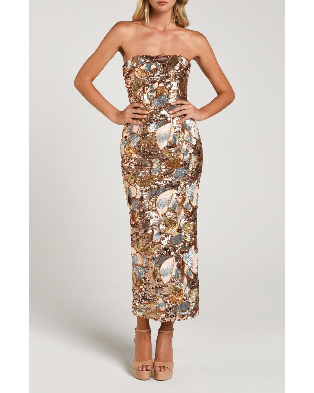 HELSI Multicolor Leslie Pattern Sequin Strapless Gown
