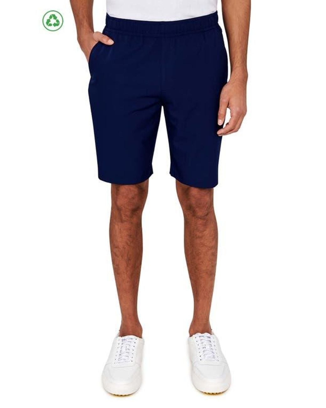 Con.struct Blue Regular Fit Solid Recycled Performance Drawstring Golf Shorts for men