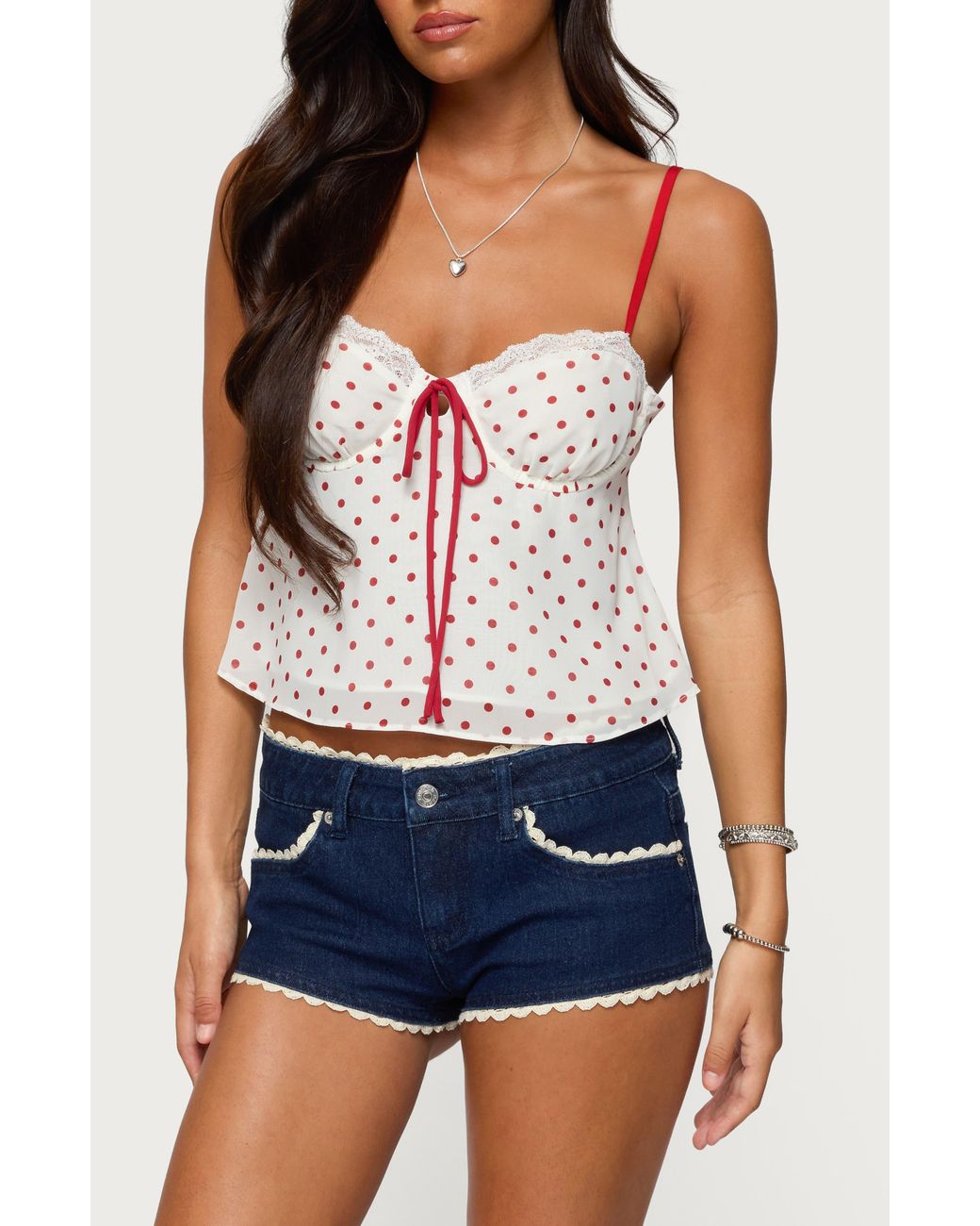 Edikted Blue Contrast Dot Camisole