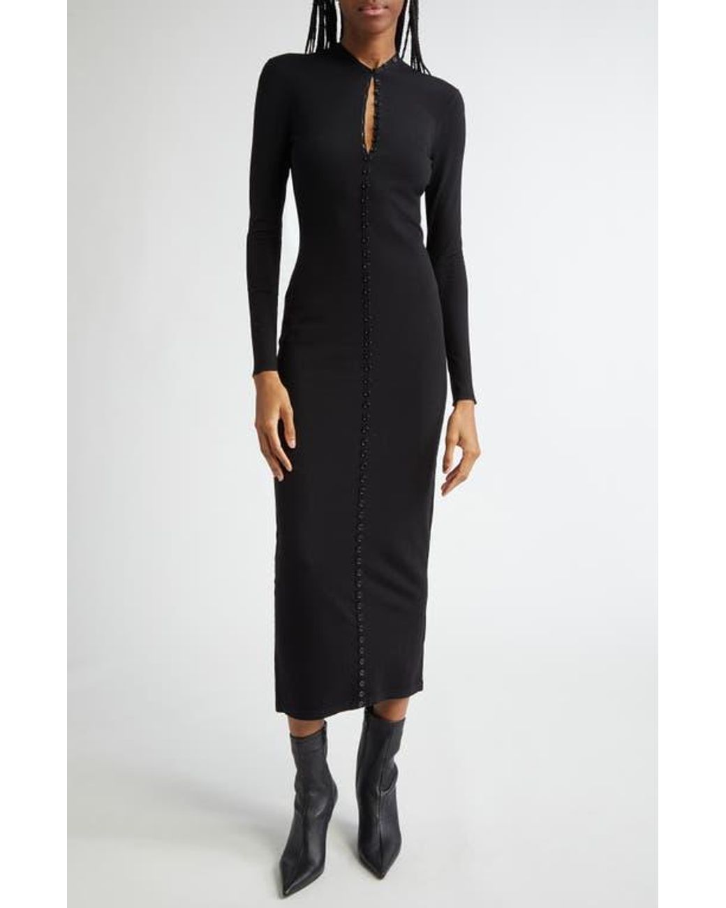 Alexander Wang Long Sleeve Knit Button-Up Body-Con Dress in