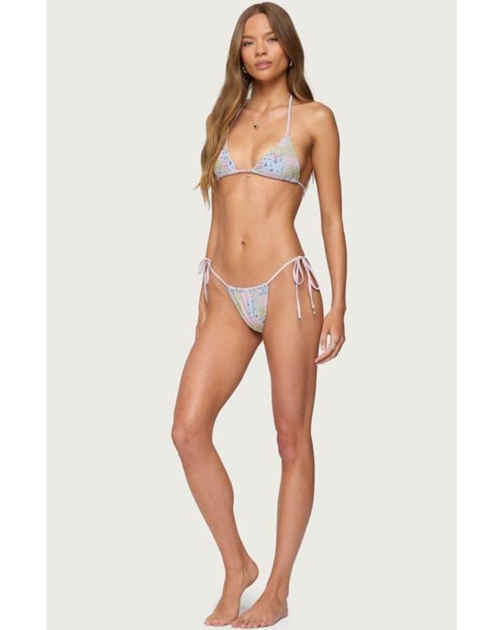 Edikted Multicolor Patchwork String Bikini Bottoms