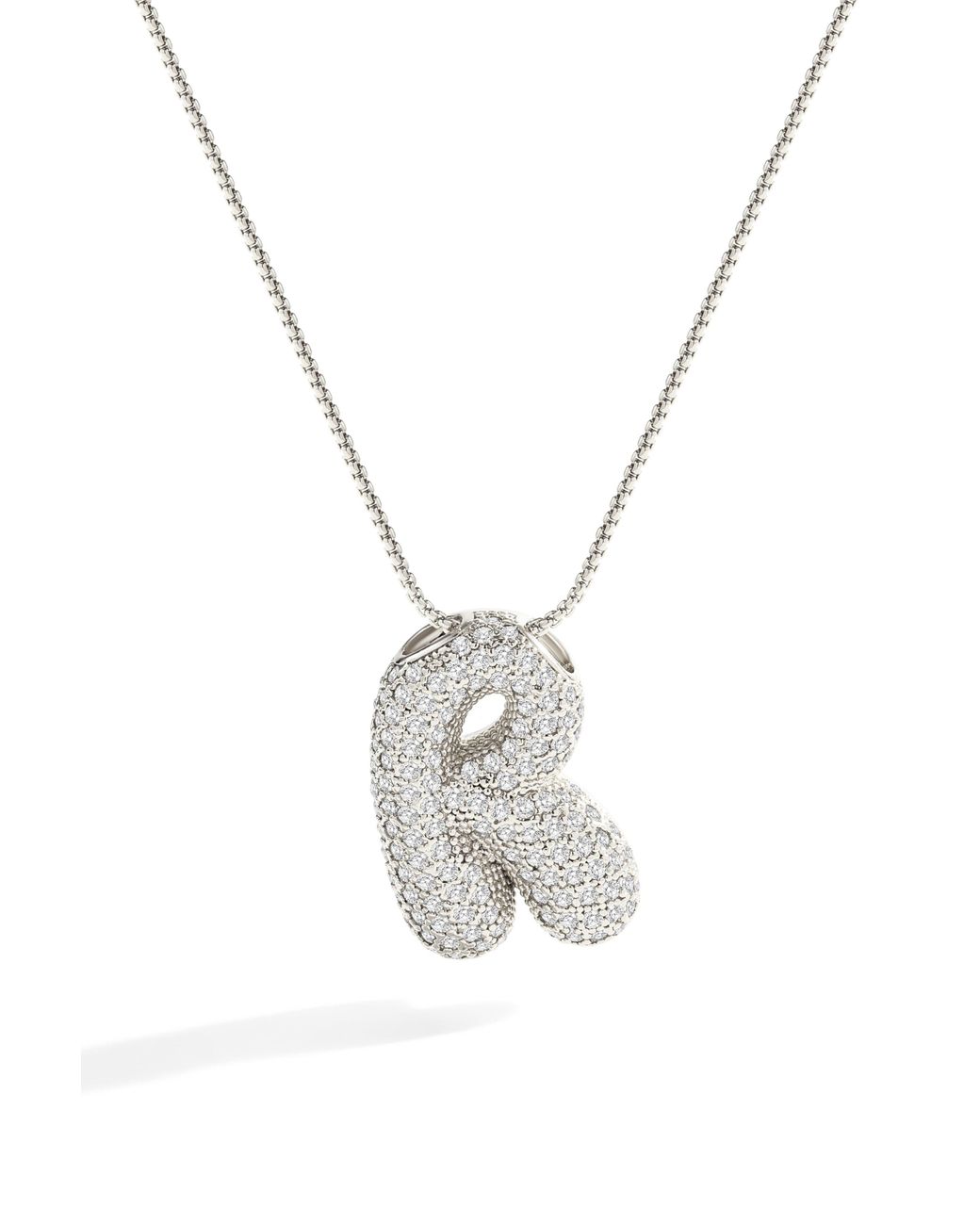 Mint & Lily Metallic Pave Bubble Initial Necklace