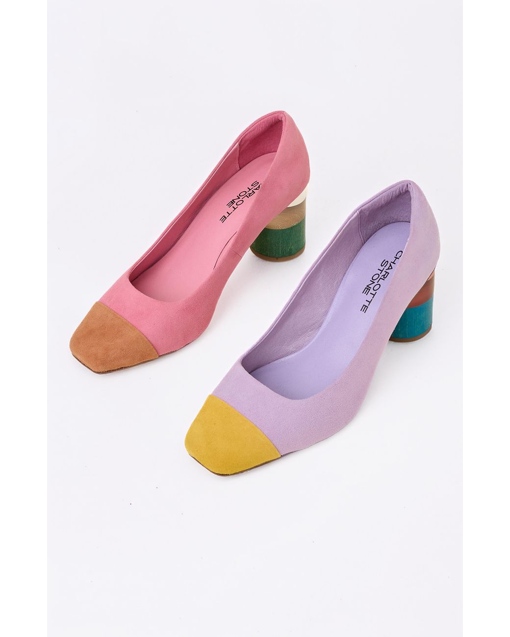 Charlotte Stone Pink Risa Mismatch Cap Toe Pump