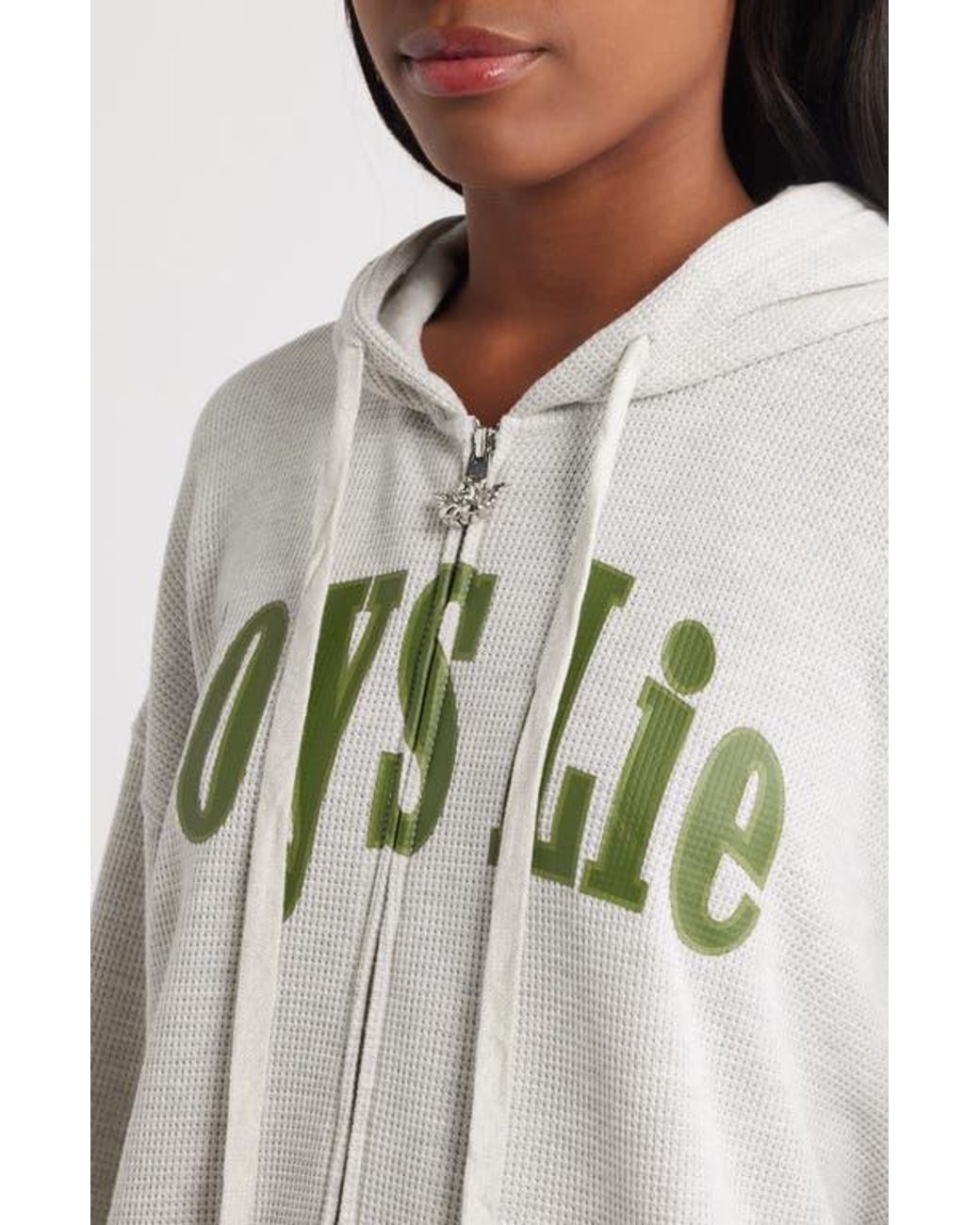 Boys Lie All Star Front Zip Waffle Stitch Hoodie in Gray | Lyst