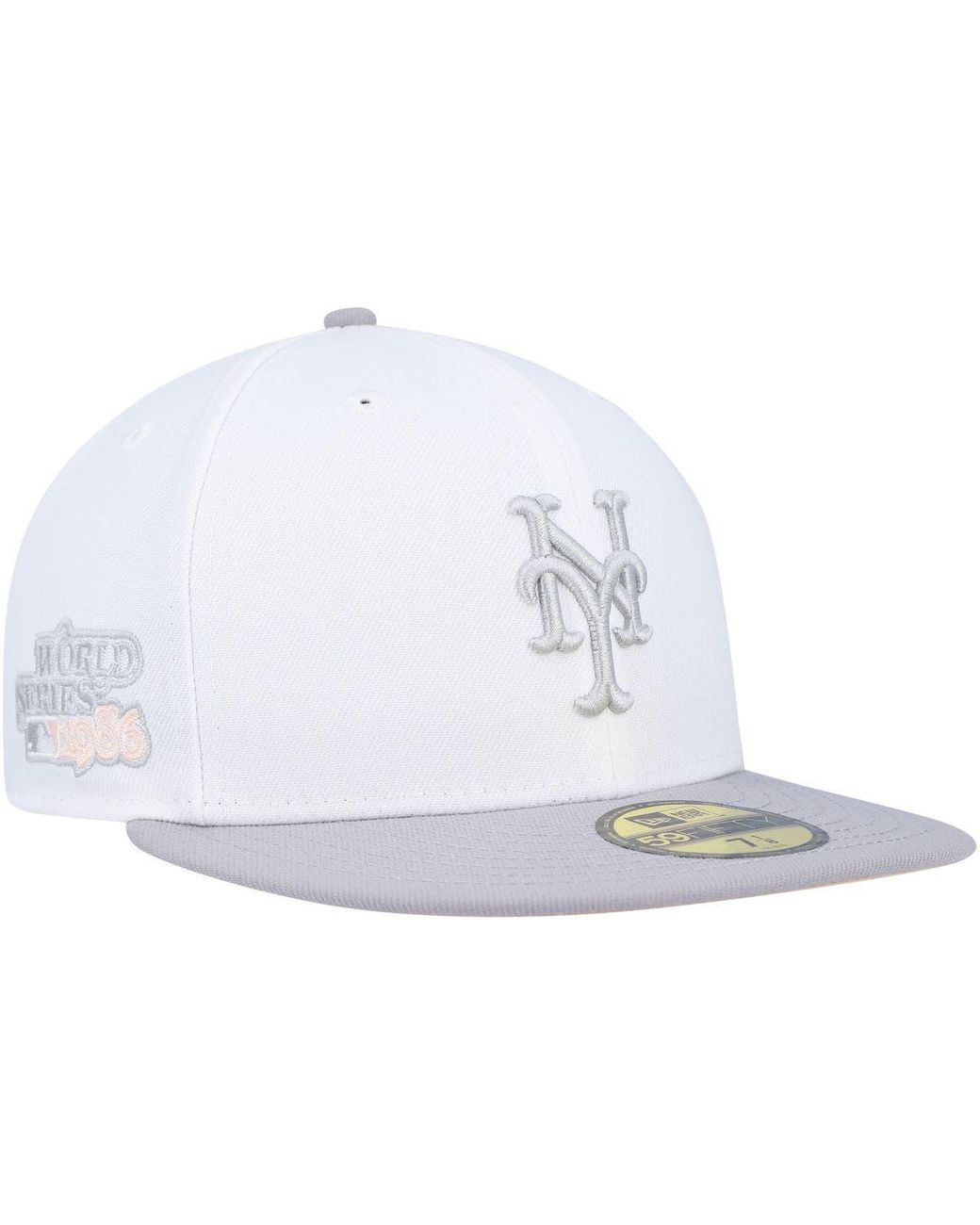 KTZ /gray New York Mets 1986 World Series Side Patch Peach Undervisor