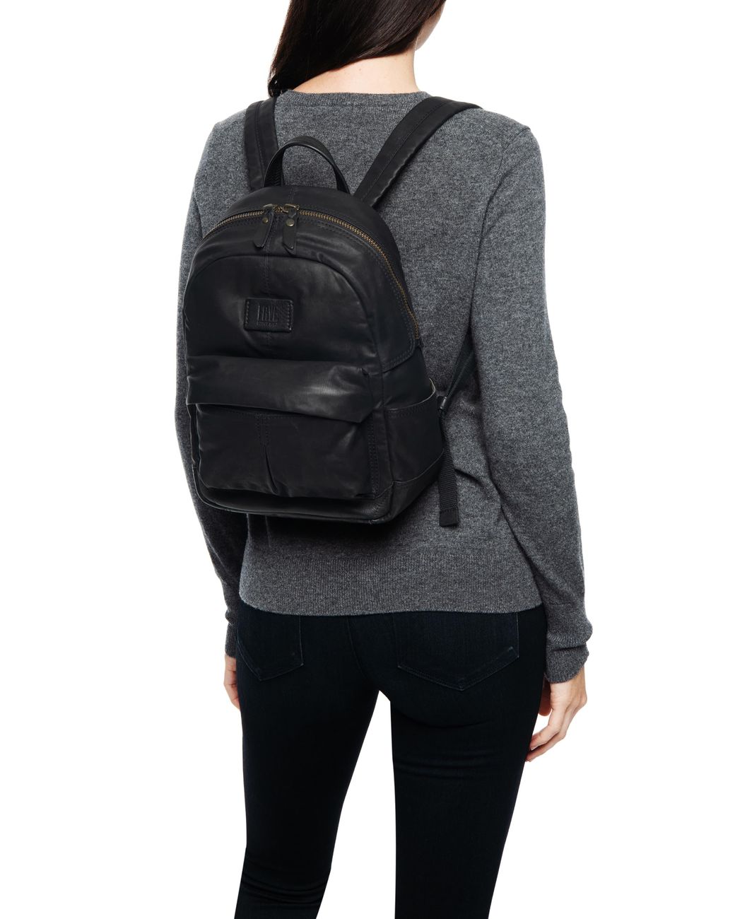 frye black backpack