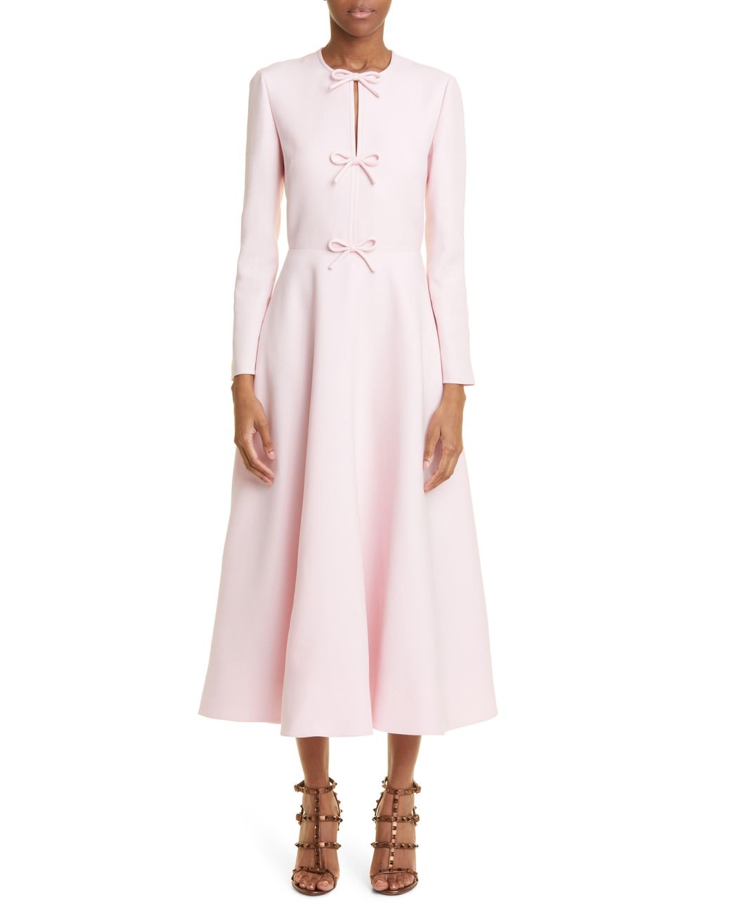 pink bow dress long sleeve Pink White Satin Bow Long Sleeve Baroque Victorian Dress