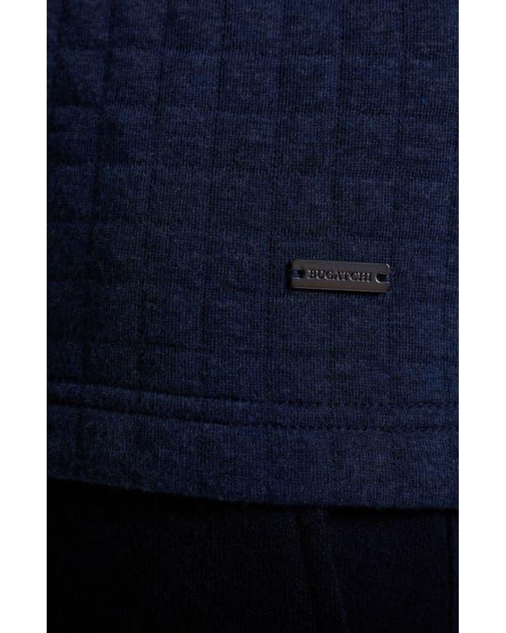 Bugatchi Blue Waffle Quarter Zip Cotton Blend Pullover for men