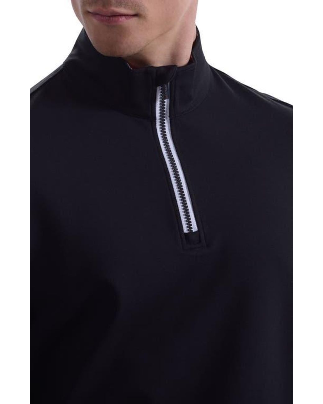 Bugatchi Blue Solid Quarter Zip Pullover for men